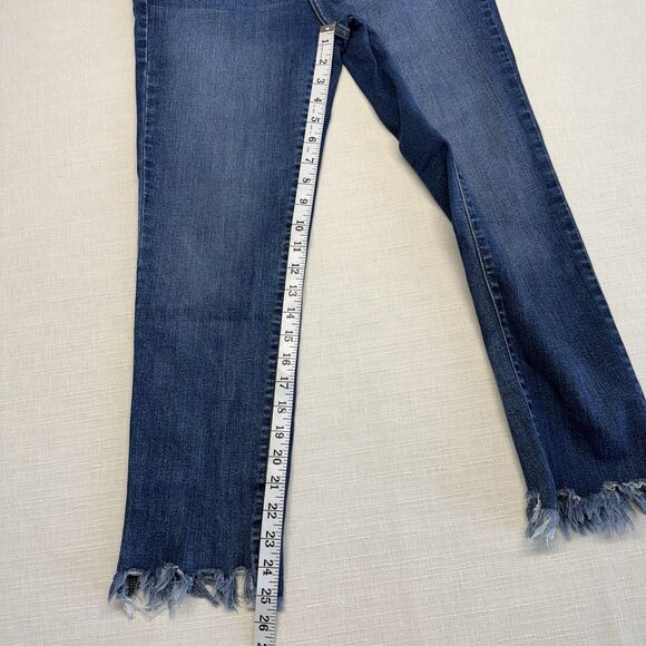 KanCan High-Rise Button Fly Frayed Hem Stretch Straight Blue Denim Women's Jeans - Picture 5 of 9